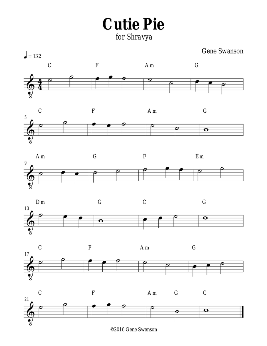 Cutie Pie - Play Along! Piano scores gallery preview page 1