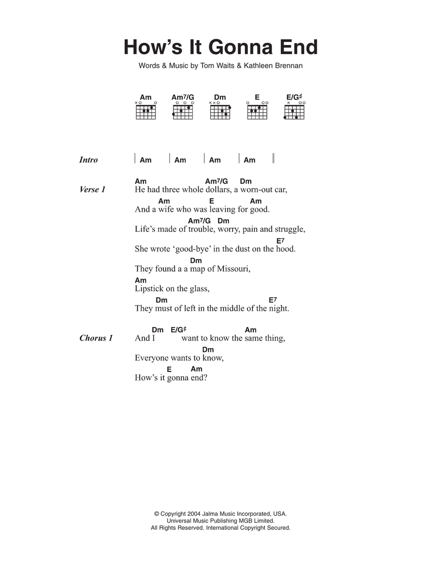 How's It Gonna End How's It Gonna End Guitar scores gallery preview page 1