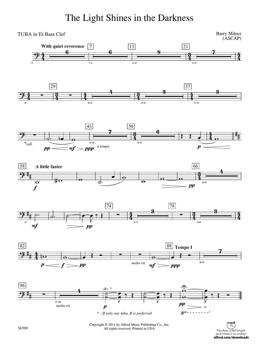 The Light Shines in the Darkness: (World Part) E-flat Tuba B.C.
