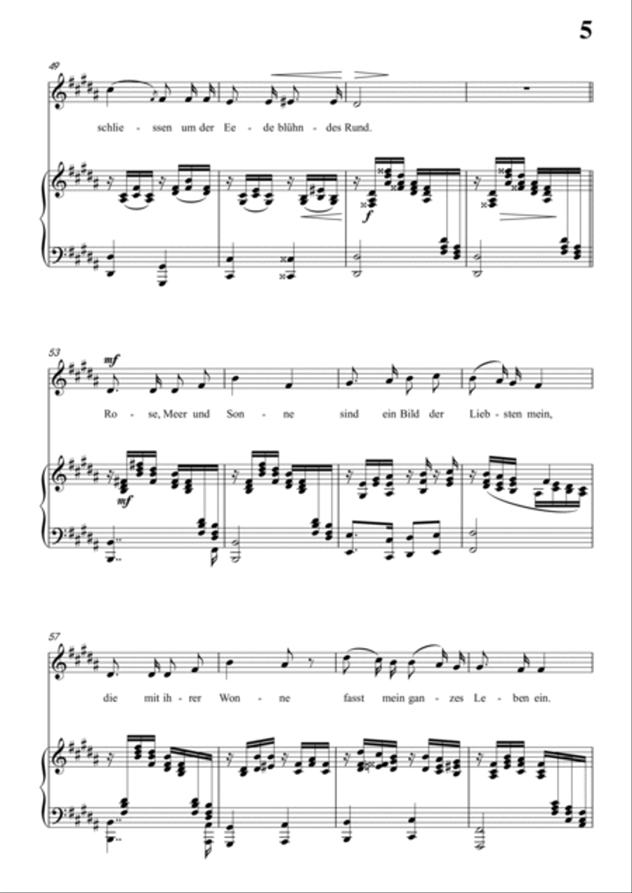 Schumann-Rose,Meer und Sonne in B Major for Voice and Piano Voice Solo scores gallery preview page 6