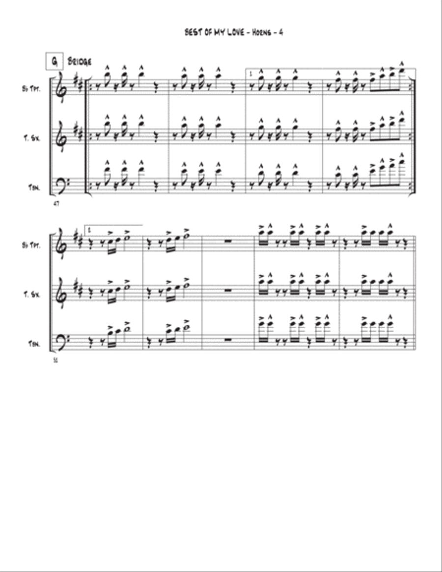 Best Of My Love Tenor Saxophone scores gallery preview page 4