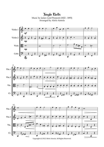 Jingle Bells - string quartet easy level image number null