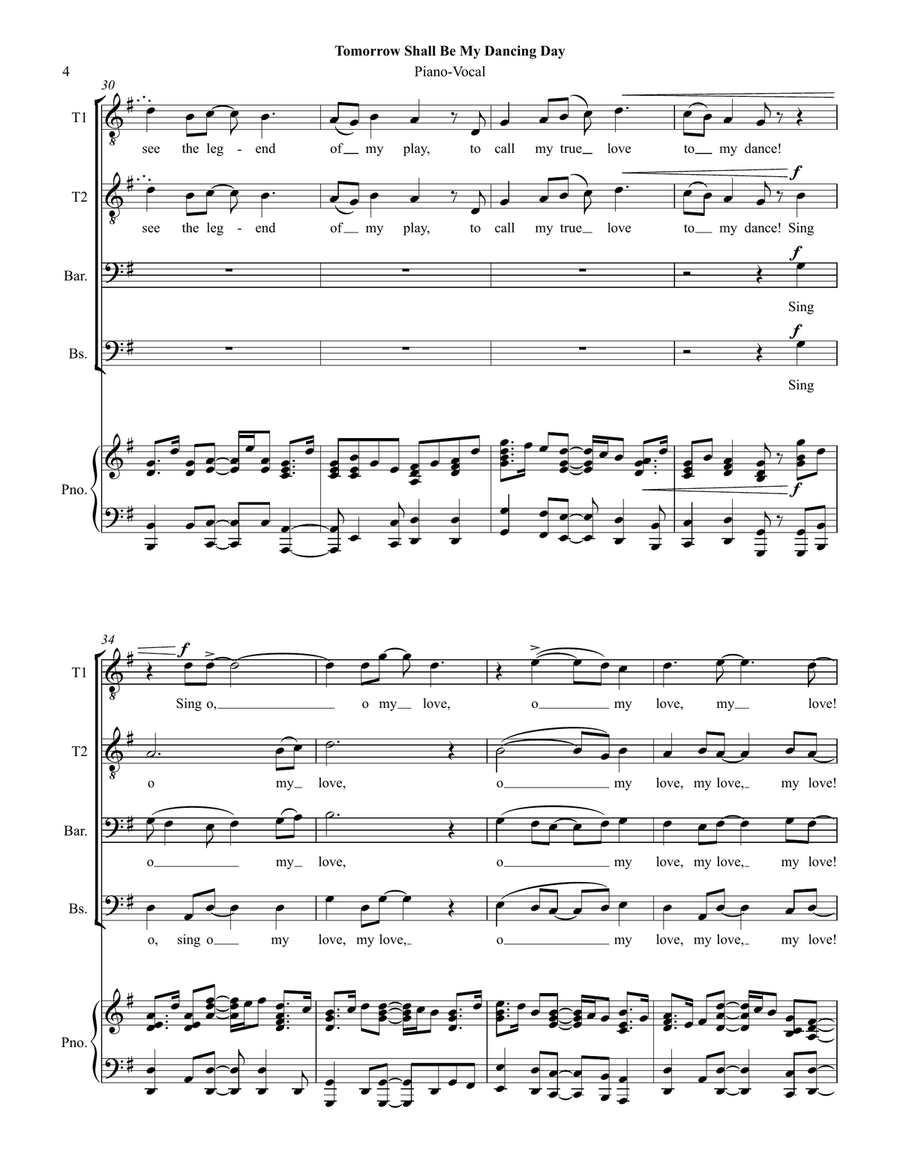 Tomorrow Shall Be My Dancing Day TTBB scores gallery preview page 4