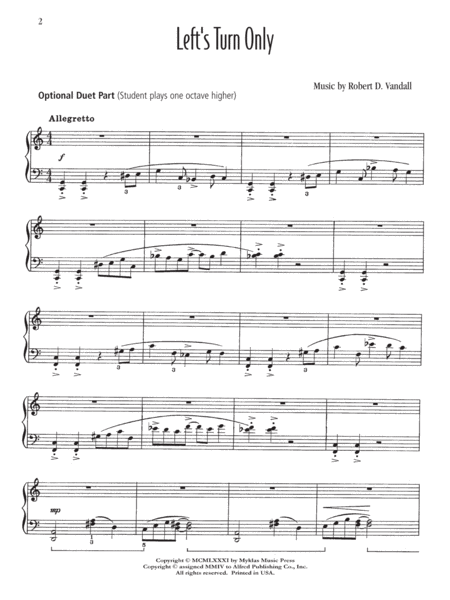 Left's Turn Only (for left hand alone) - Piano Solo
