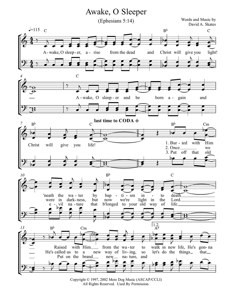Awake, O Sleeper Piano, Vocal scores gallery preview page 1