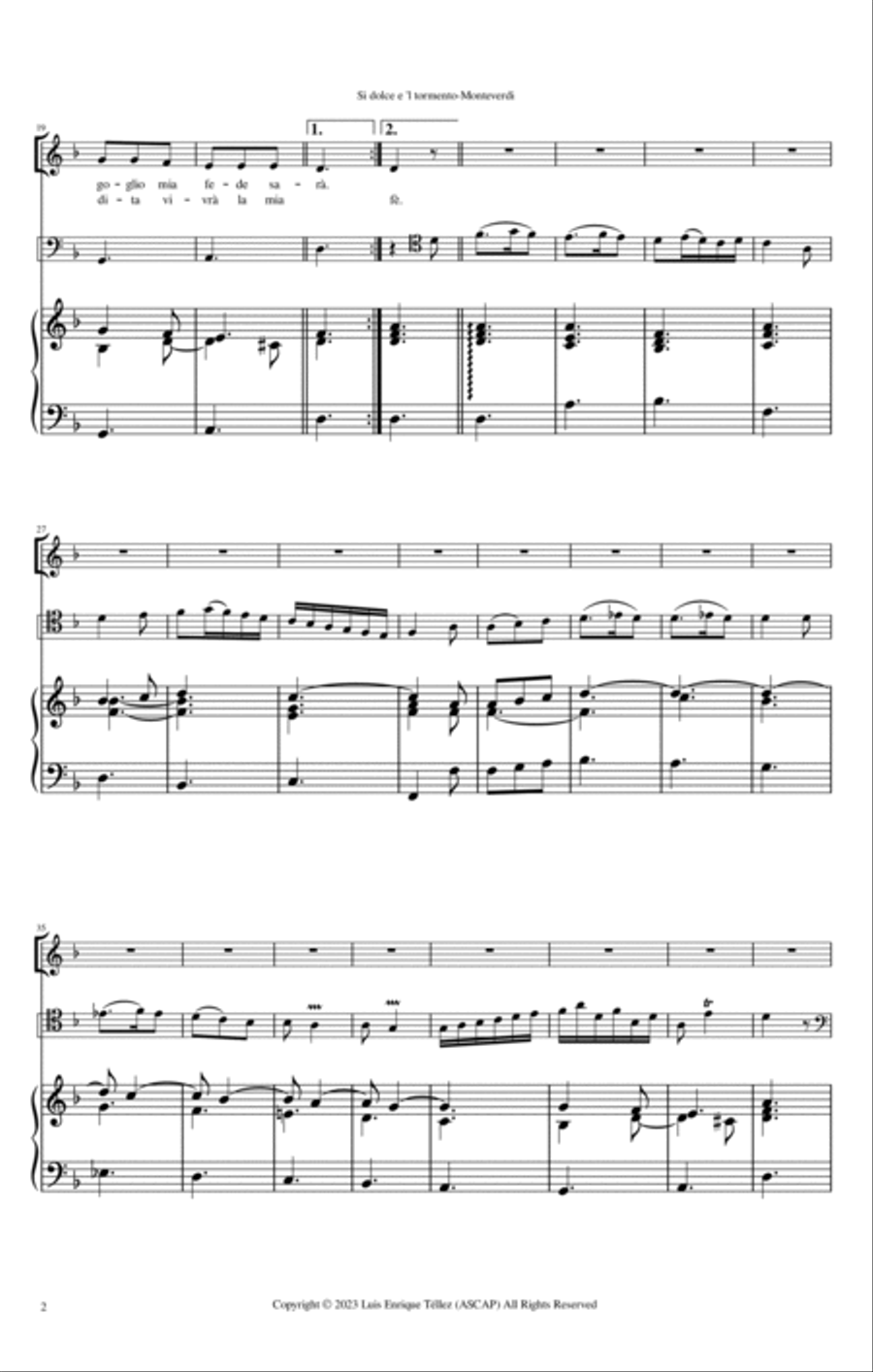 Si dolce e 'l tormento Voice scores gallery preview page 2