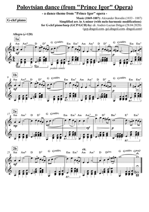 Borodin (Alexander) - Polovtsian dance (from 'Prince Igor' Opera) - simplified arr. in A minor (with