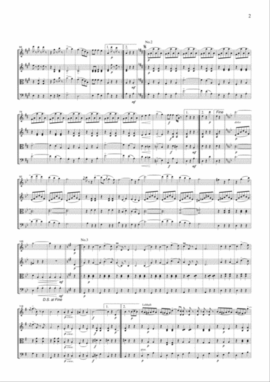J.Strauss Blue Danube Waltz, for string quartet, CS104 String Quartet scores gallery preview page 2