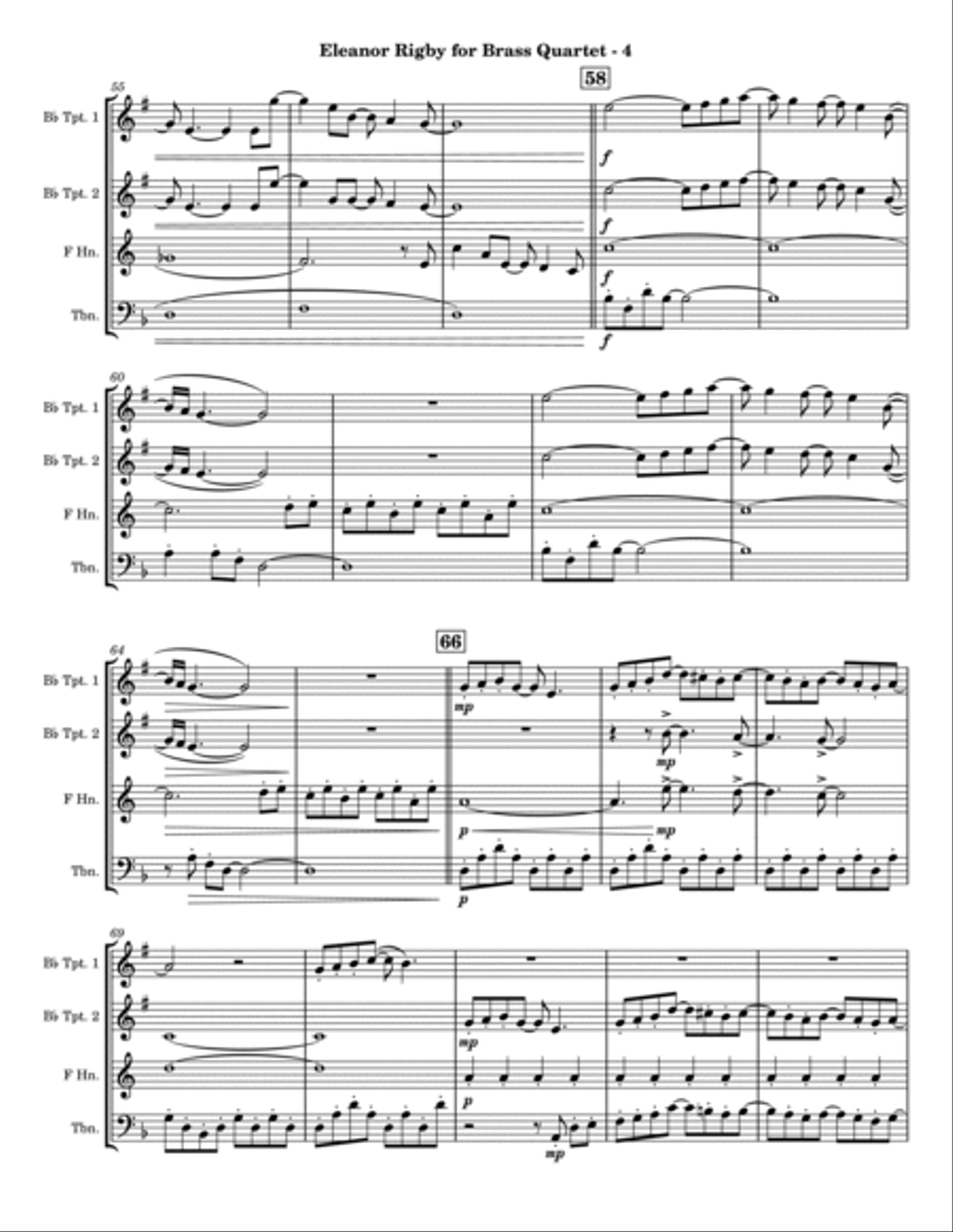 Eleanor Rigby Brass Quartet scores gallery preview page 4