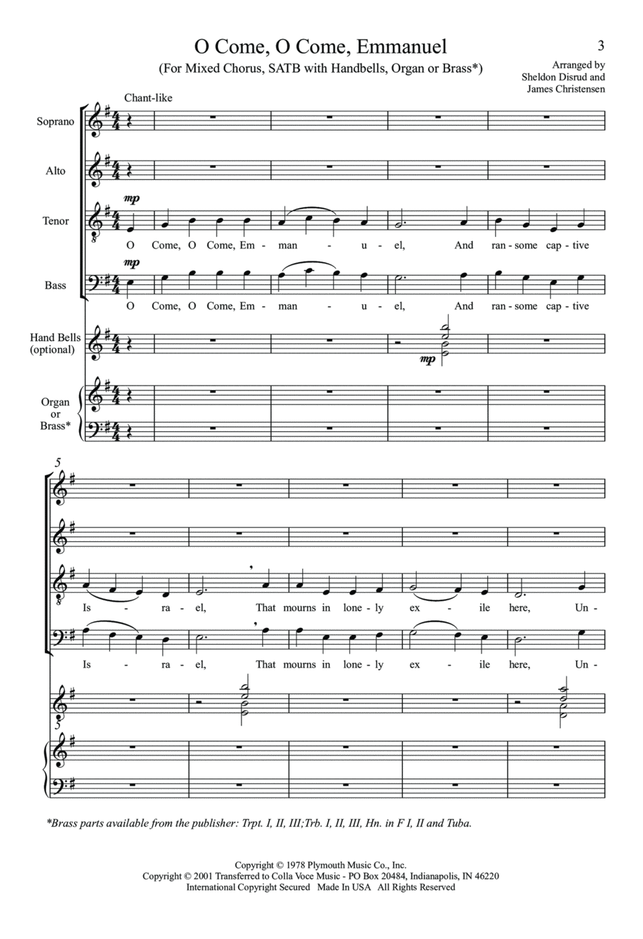 O Come, O Come, Emmanuel O Come, O Come, Emmanuel 4-Part scores gallery preview page 1