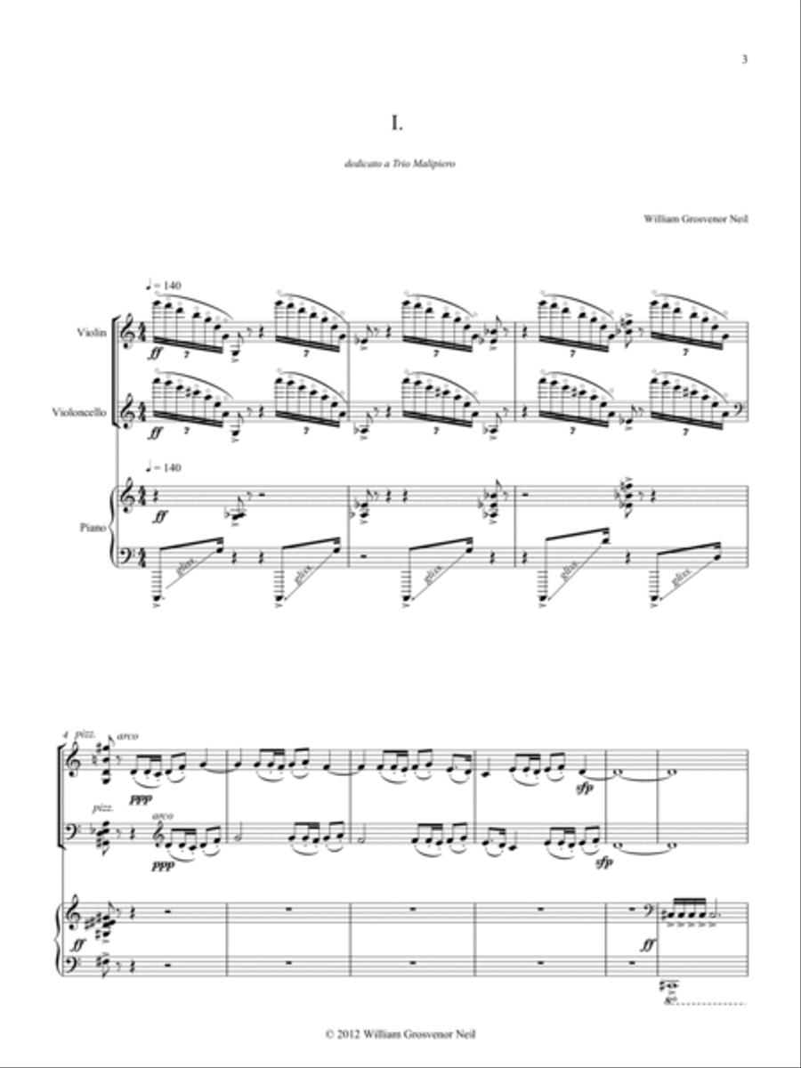 Piano Trio No.1 for piano, violin, and 'cello 