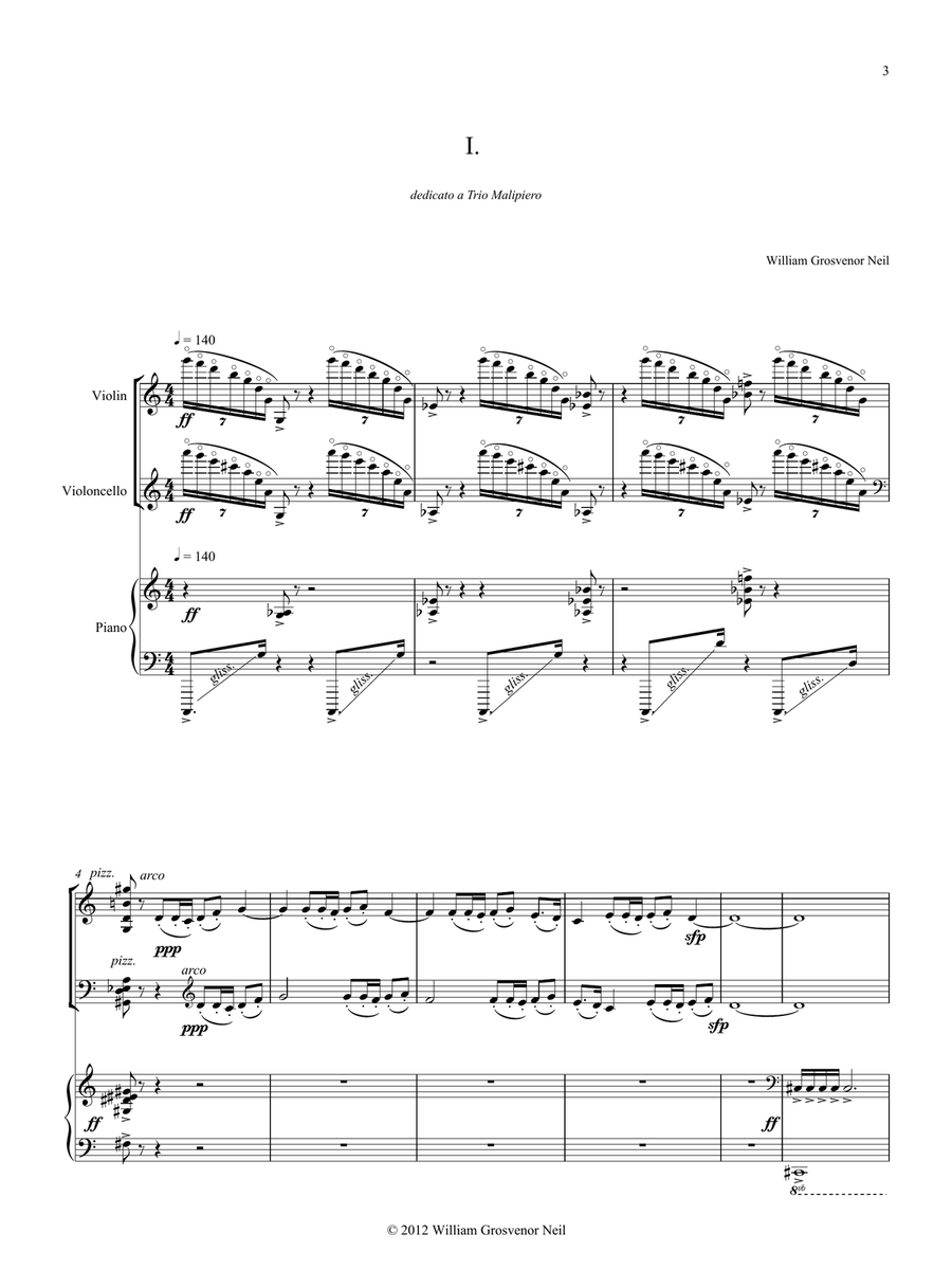 Piano Trio No.1 for piano, violin, and 'cello "Night of Broken Glass" image number null
