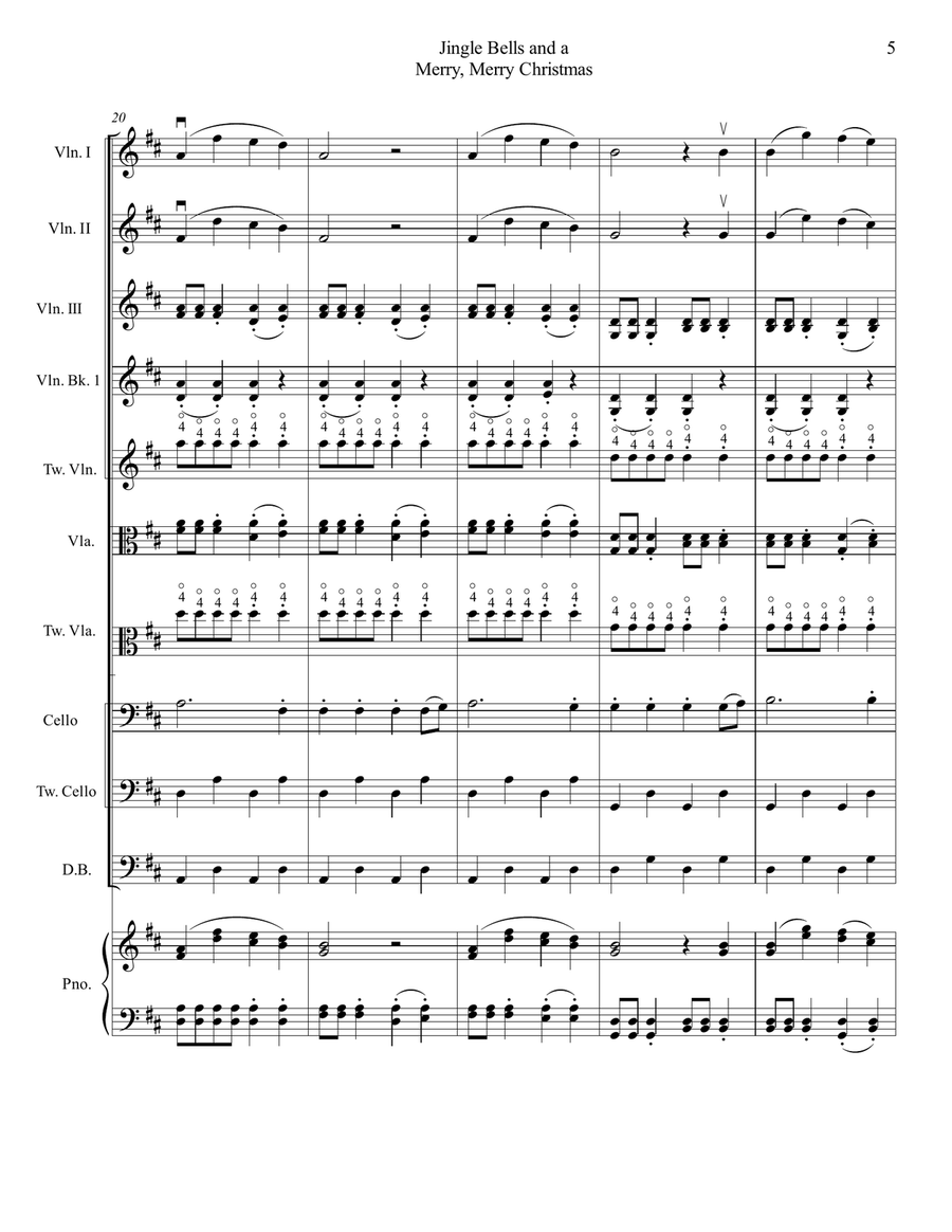 Jingle Bells and a Mer-ry, Mer-ry Christ-mas for Multi-Level String Orchestra String Orchestra scores gallery preview page 6