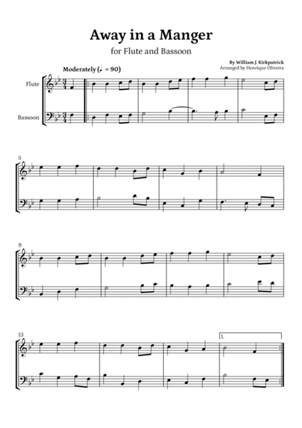 5 Christmas Carols (Flute and Bassoon) - Easy Intermediate Level image number null