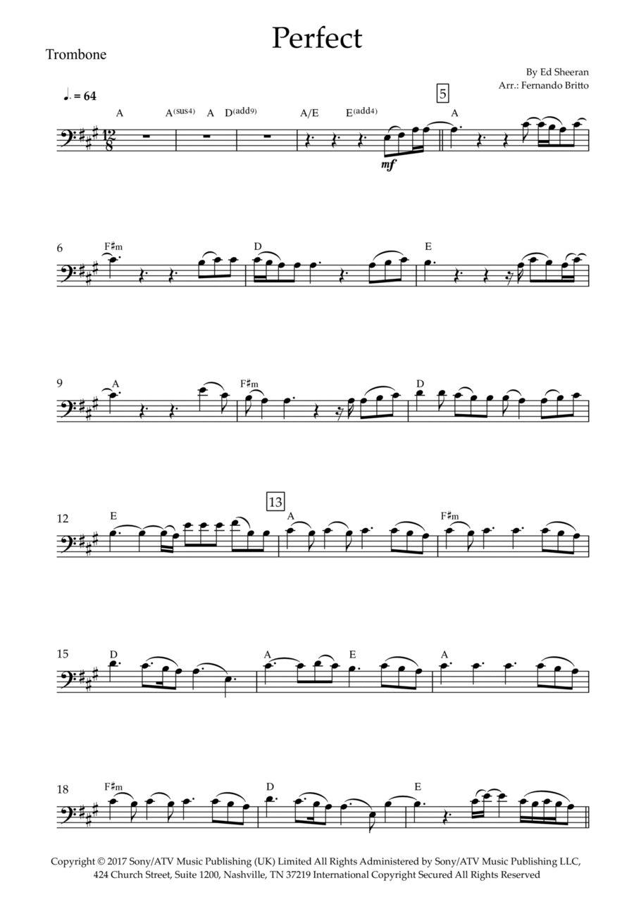 Perfect Trombone Solo scores gallery preview page 1