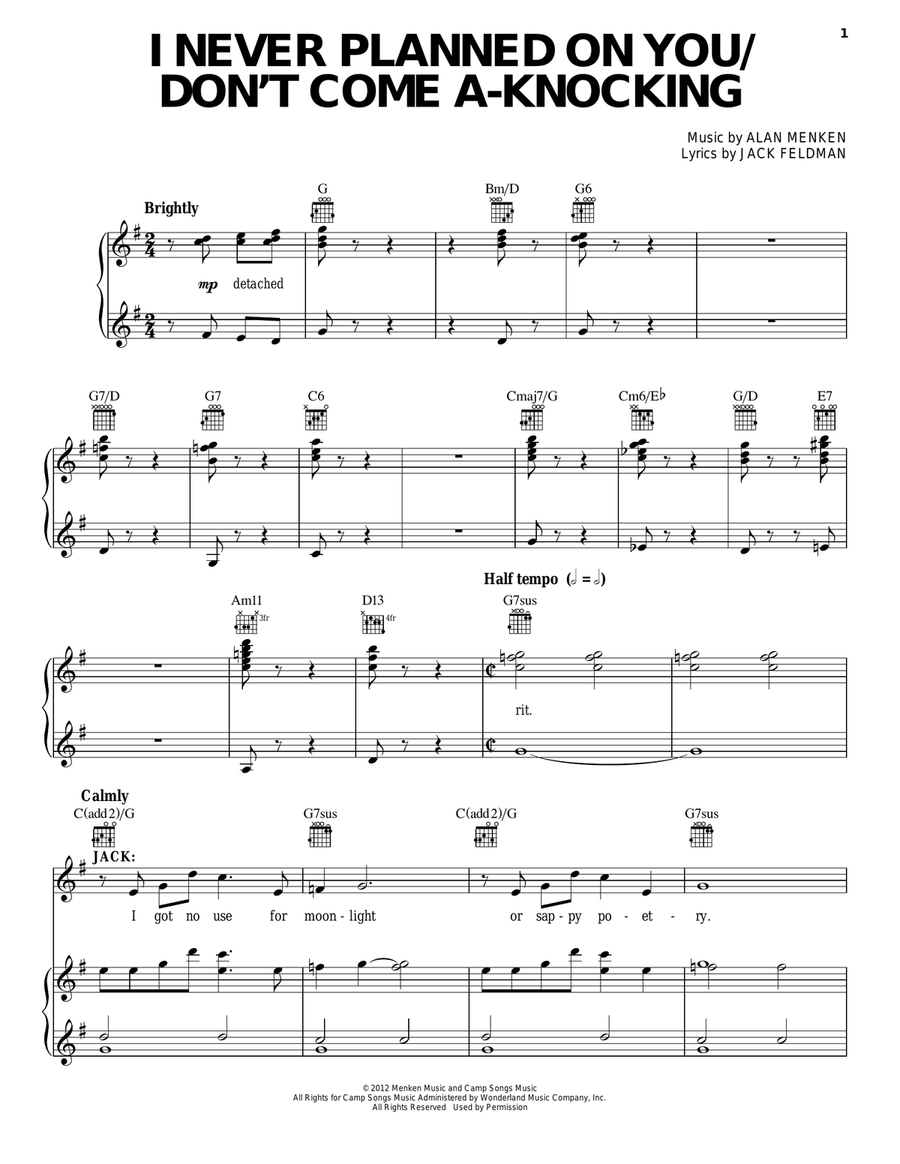 I Never Planned On You/Don't Come A-Knocking Piano, Vocal, Guitar scores gallery preview page 1