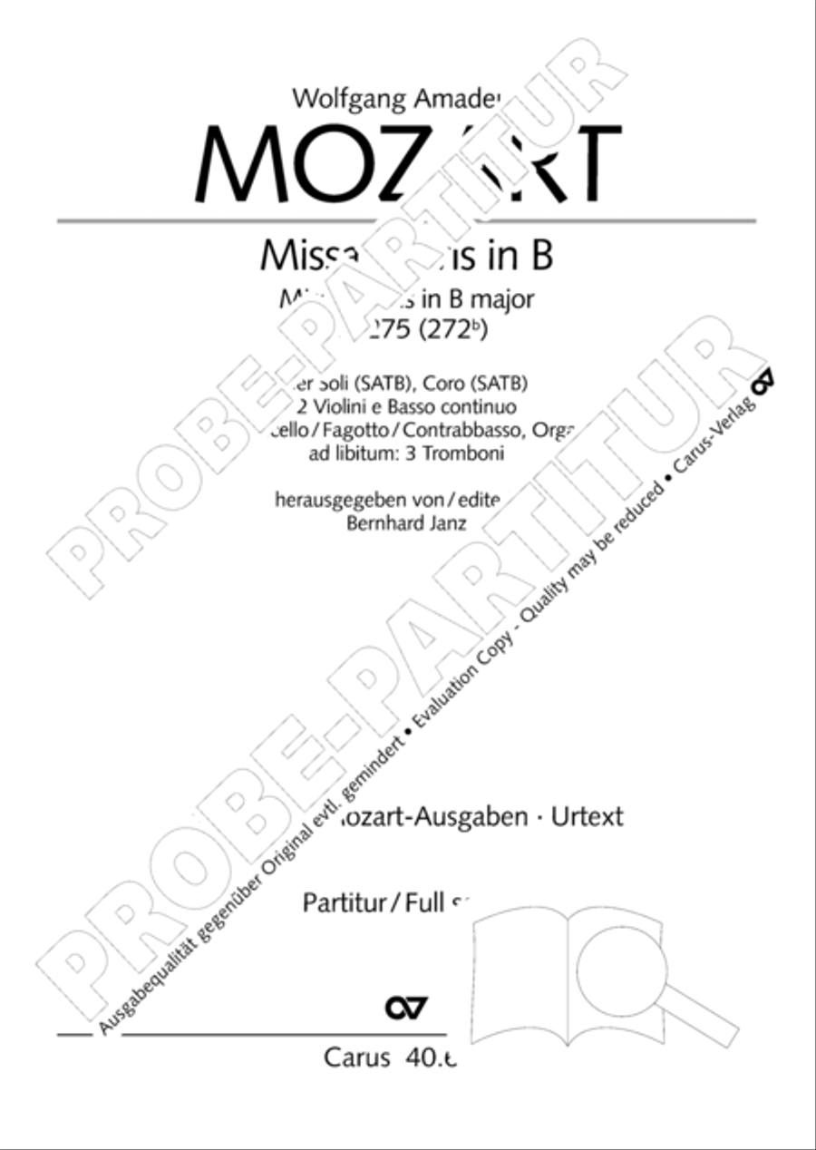 Missa brevis in B flat major 4-Part scores gallery preview page 2