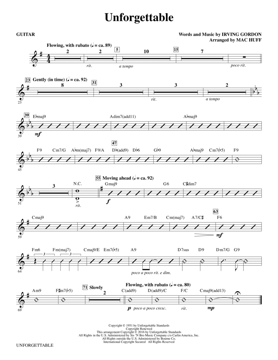 Unforgettable (arr. Mac Huff) - Guitar Choir scores gallery preview page 1