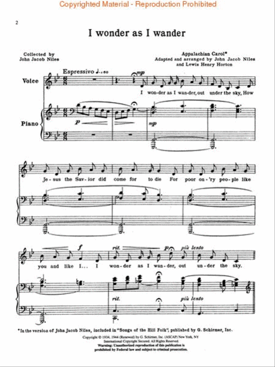 I Wonder as I Wander I Wonder as I Wander Voice scores gallery preview page 2