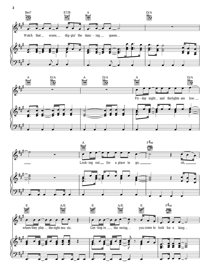 Dancing Queen Dancing Queen Piano, Vocal, Guitar scores gallery preview page 2