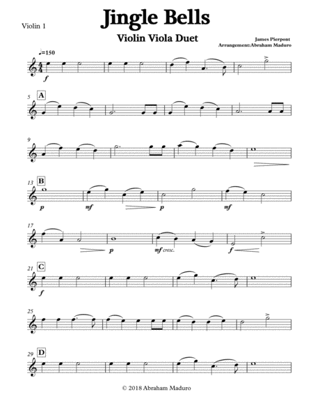 Jingle Bells Violin Viola Duet image number null