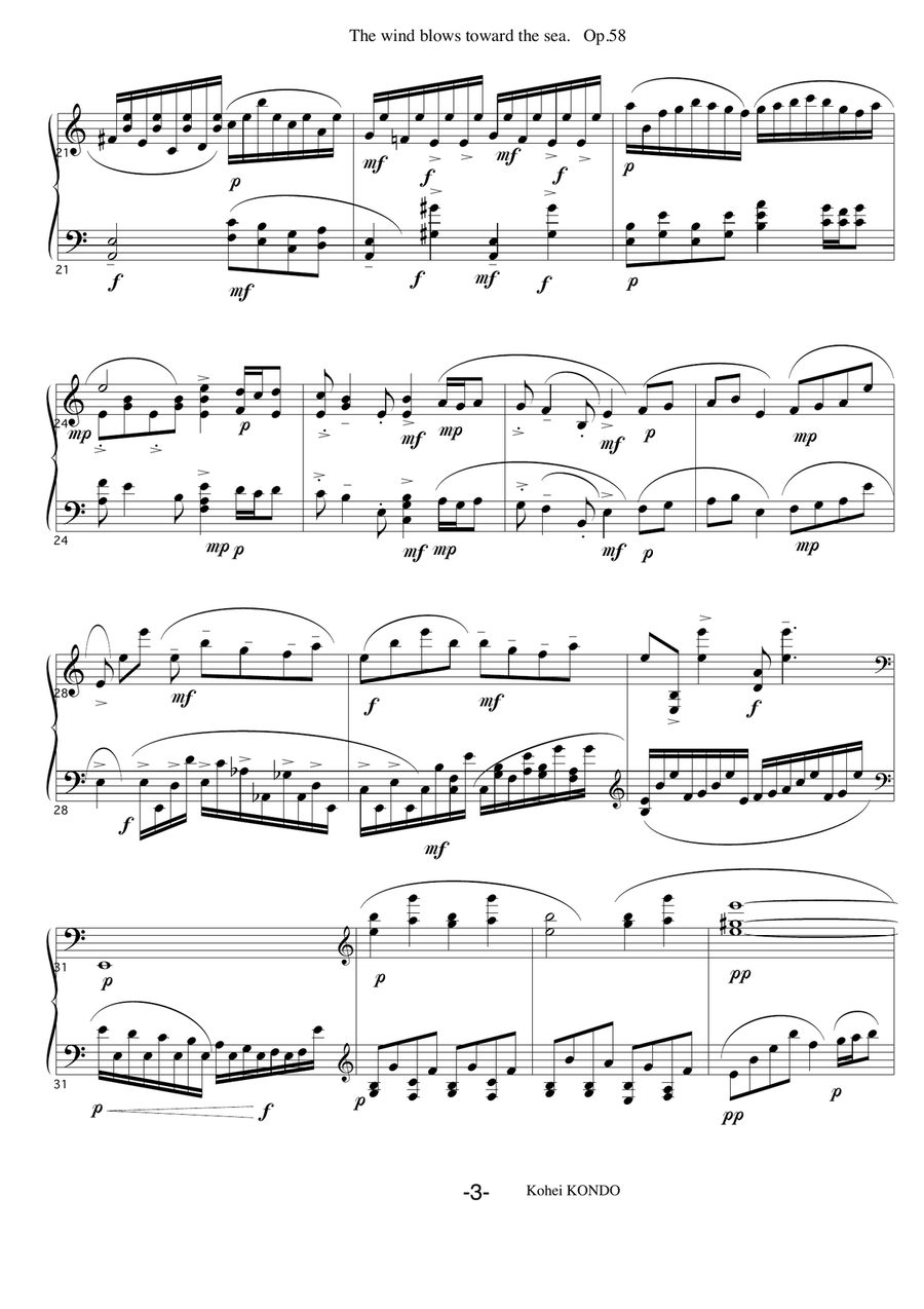 The wind blows towards the sea Op.58 Piano Solo scores gallery preview page 4