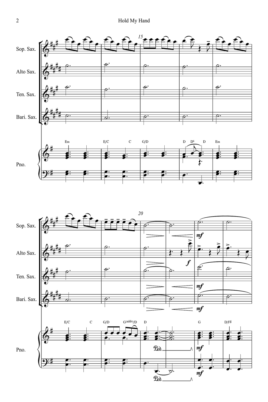 Hold My Hand Small Ensemble scores gallery preview page 2