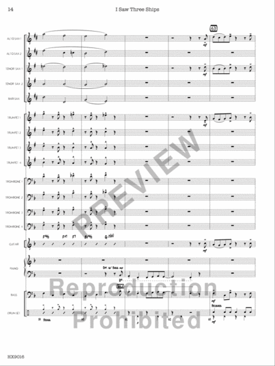 I Saw Three Ships Jazz Ensemble scores gallery preview page 15