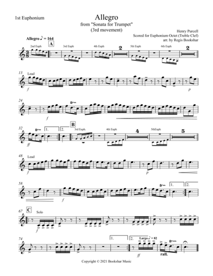 Allegro (from "Sonata for Trumpet") (Bb) (Euphonium Octet - Treble Clef) image number null