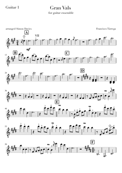 Gran Vals - Francisco Tàrrega (arranged for guitar ensemble) image number null