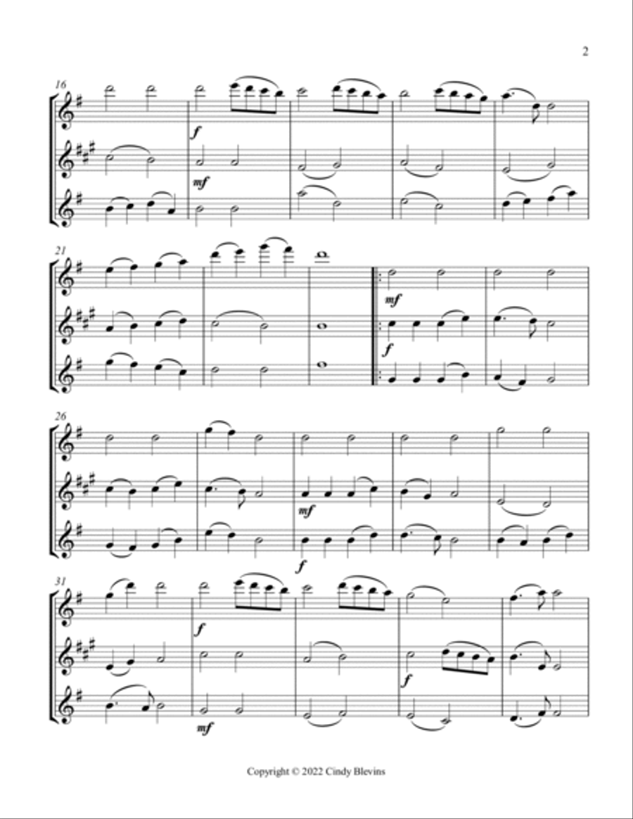 Angels We Have Heard On High, Flute, Clarinet and Violin Clarinet scores gallery preview page 3