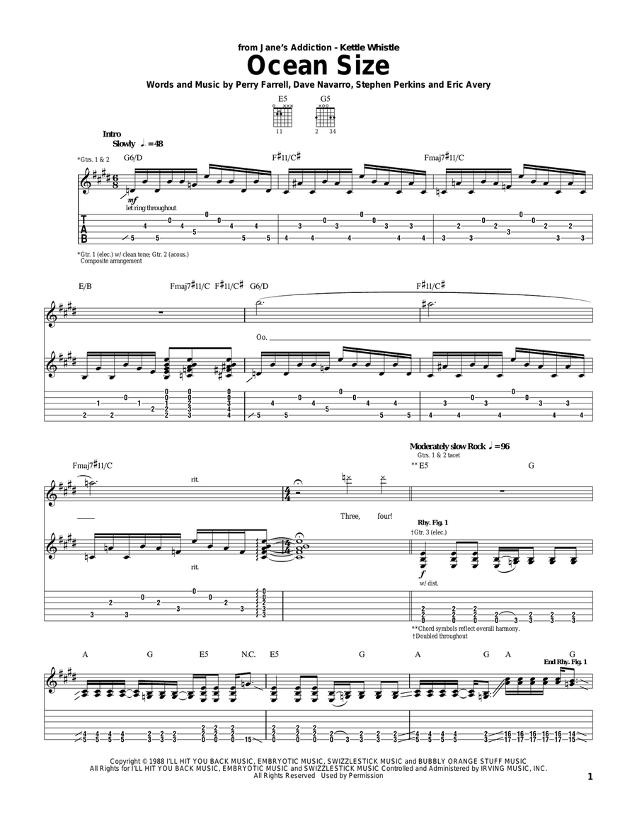 Ocean Size Ocean Size Guitar Tablature scores gallery preview page 1