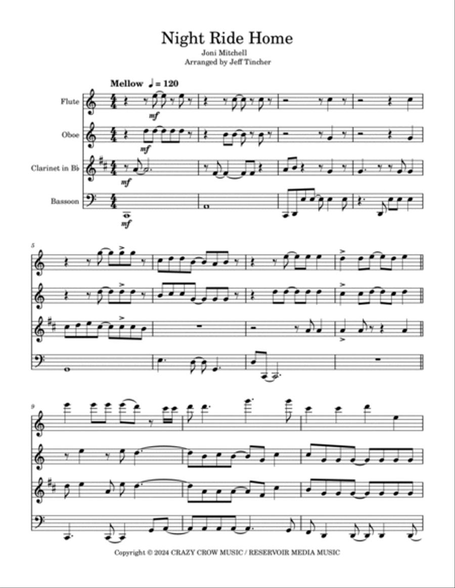 Night Ride Home Woodwind Quartet scores gallery preview page 2