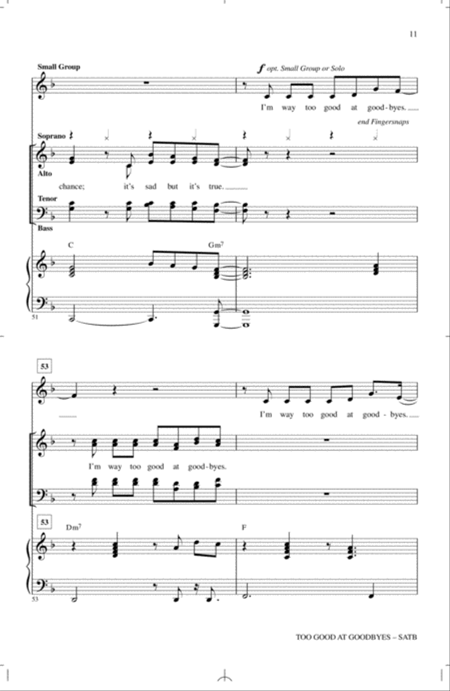 Too Good At Goodbyes 4-Part scores gallery preview page 10