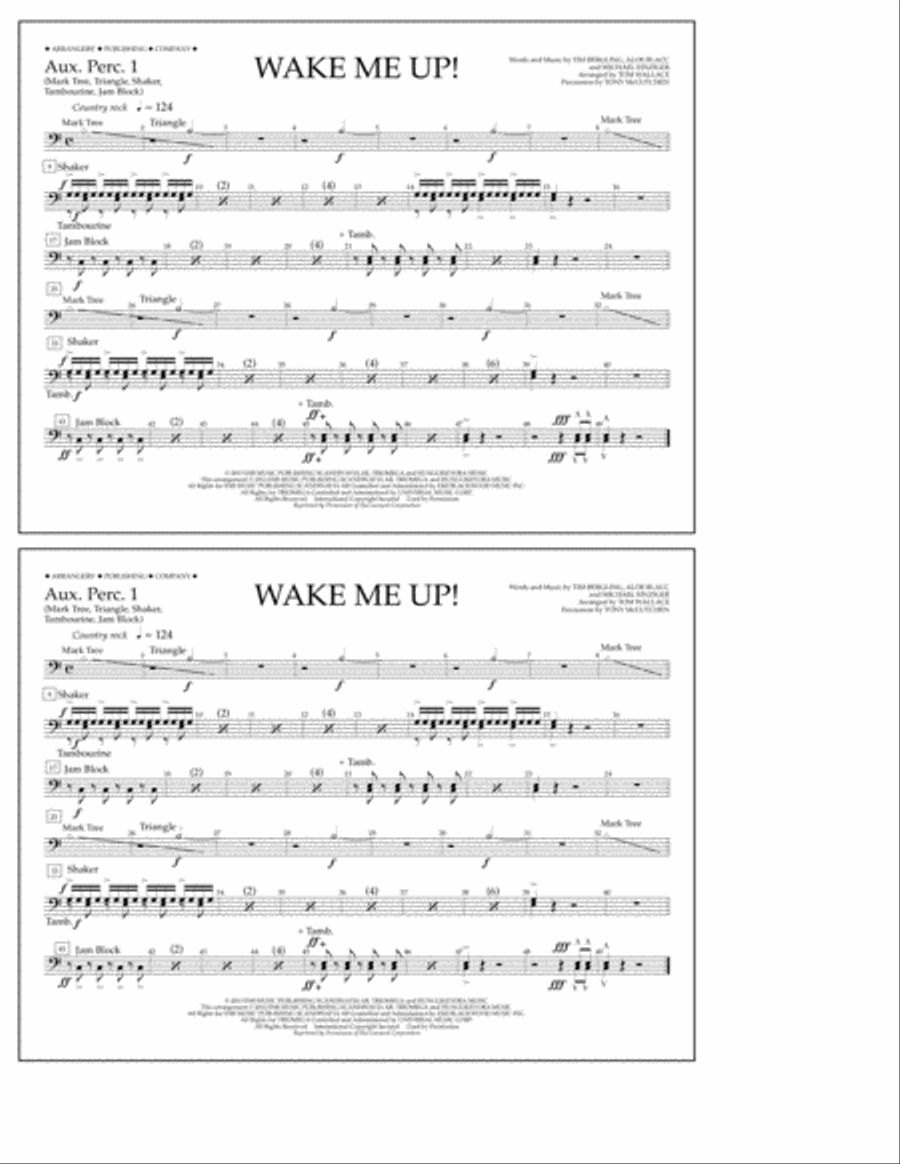 Wake Me Up! - Aux. Perc. 1 Marching Band scores gallery preview page 1