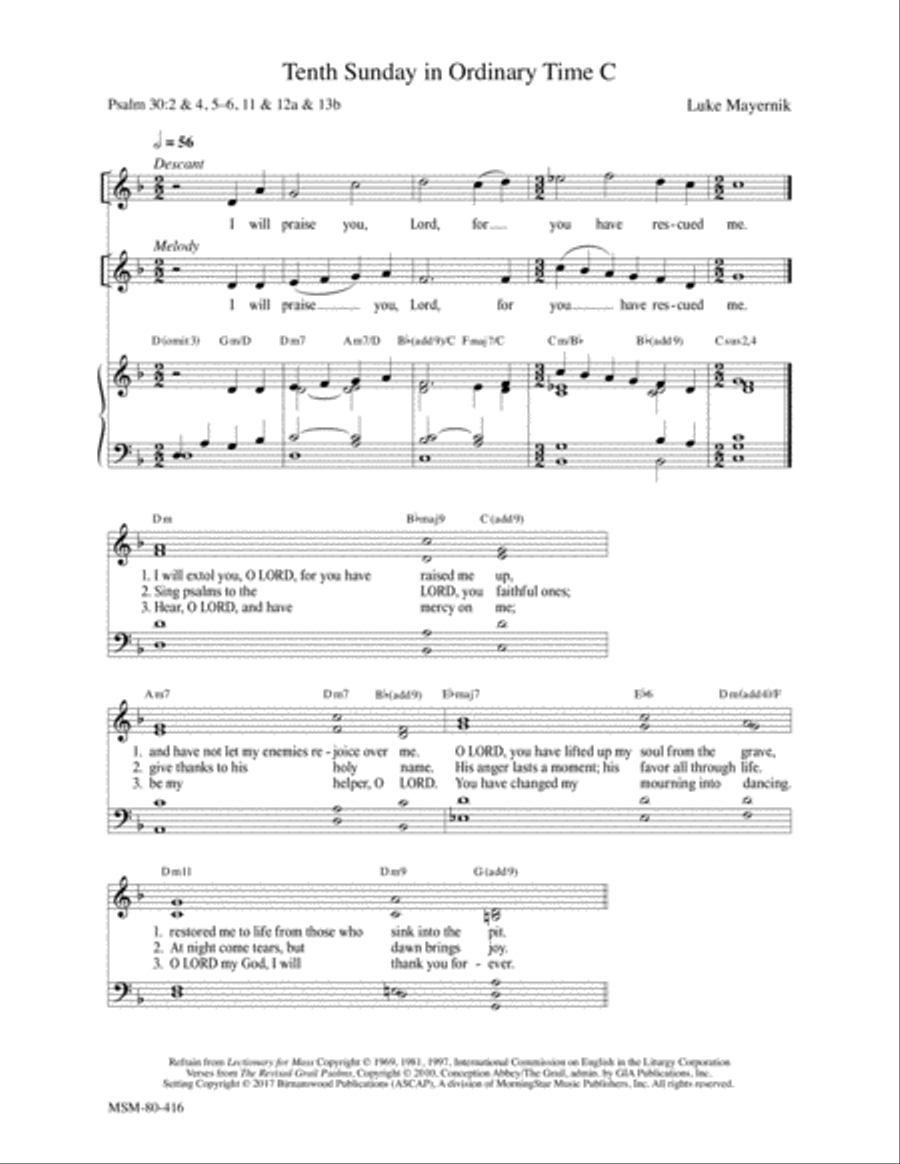 Tenth Sunday in Ordinary Time C 4-Part scores gallery preview page 1