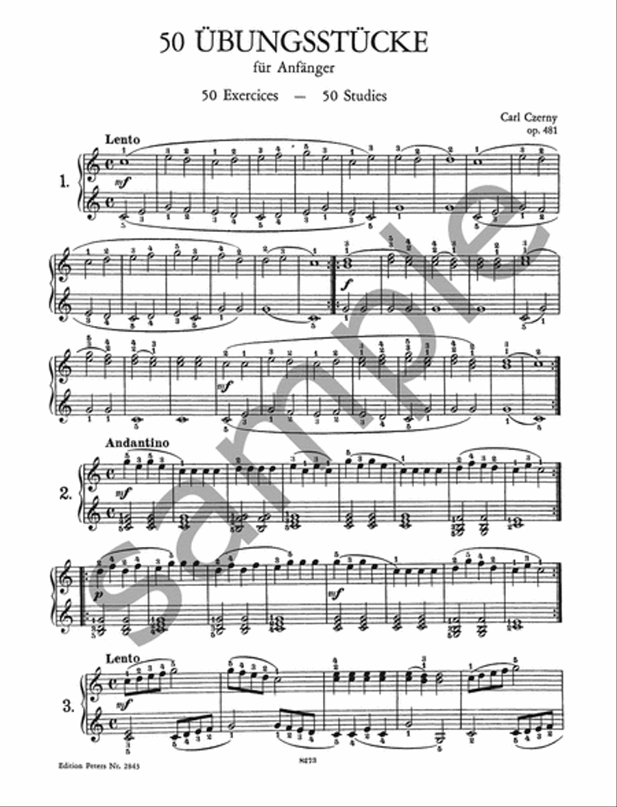 50 Beginner's Exercises Op. 481 Piano Method scores gallery preview page 2