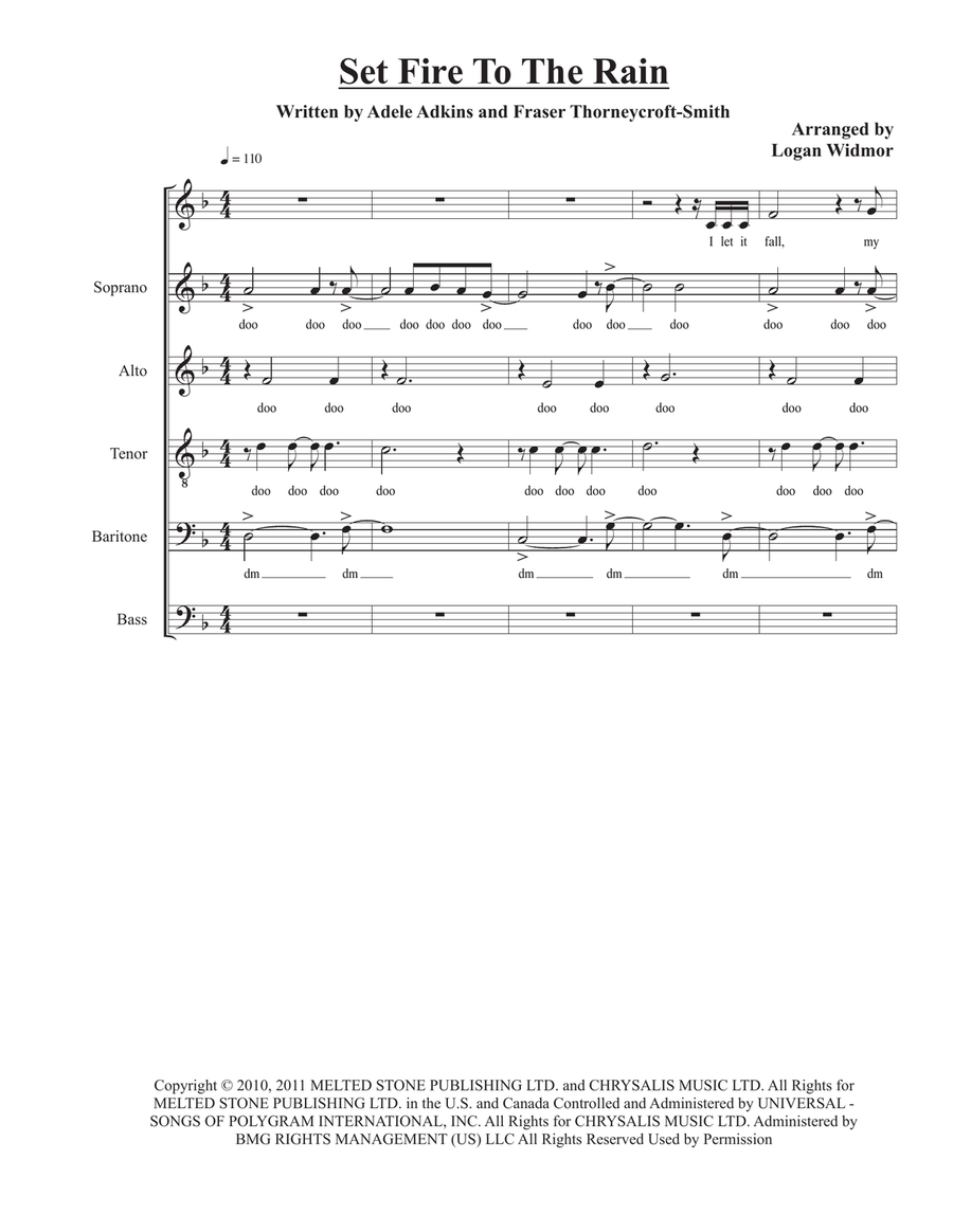 Set Fire To The Rain Divisi scores gallery preview page 1