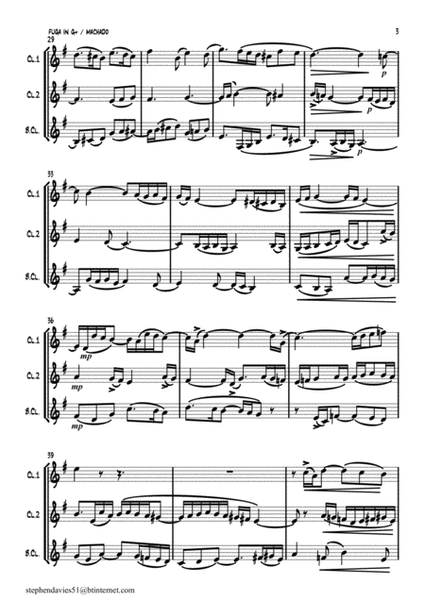 'Fuga in G Major' by Augusto de Oliviera Machado for Clarinet Trio. image number null
