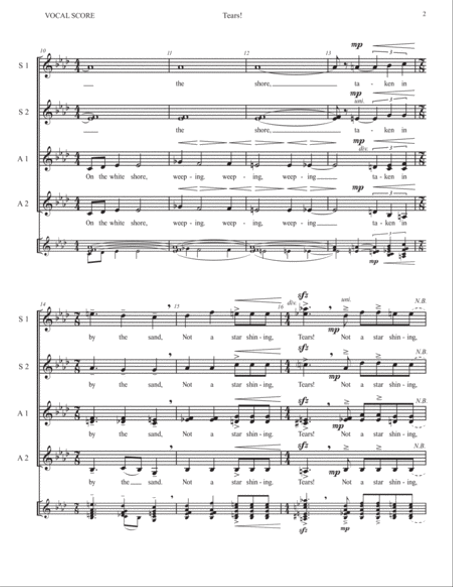 Tears! - for A cappella Women's Chorus (SSAA) - Winner of 2017 Best Secular Choral Composition SSAA scores gallery preview page 3