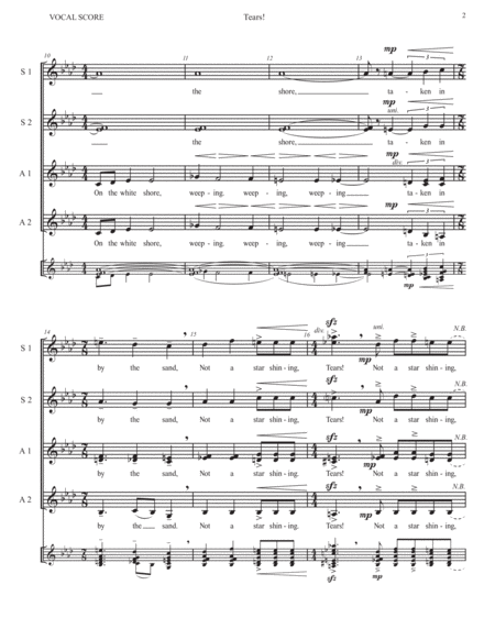 Tears! - for A cappella Women's Chorus (SSAA) - Winner of 2017 Best Secular Choral Composition SSAA - Digital Sheet Music