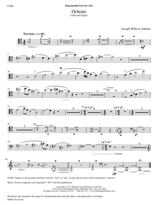 Ochone from Six Pieces for Organ, Volume 2 (Downloadable Cello Part)
