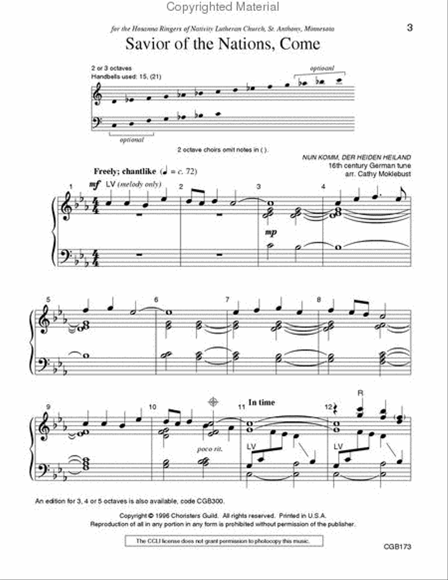 Savior of the Nations, Come (2 or 3 octaves)