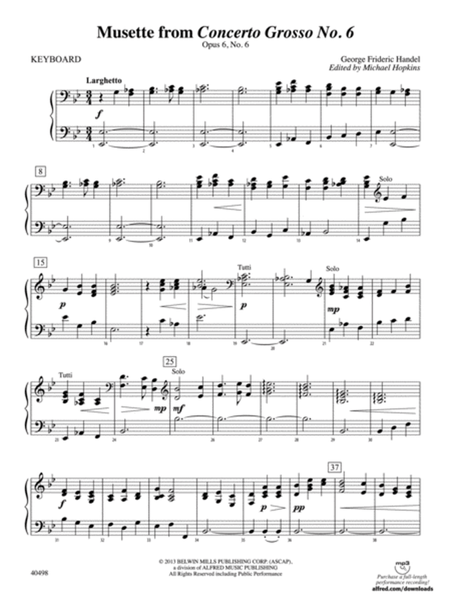 Musette from Concerto Grosso No. 6: Piano Accompaniment