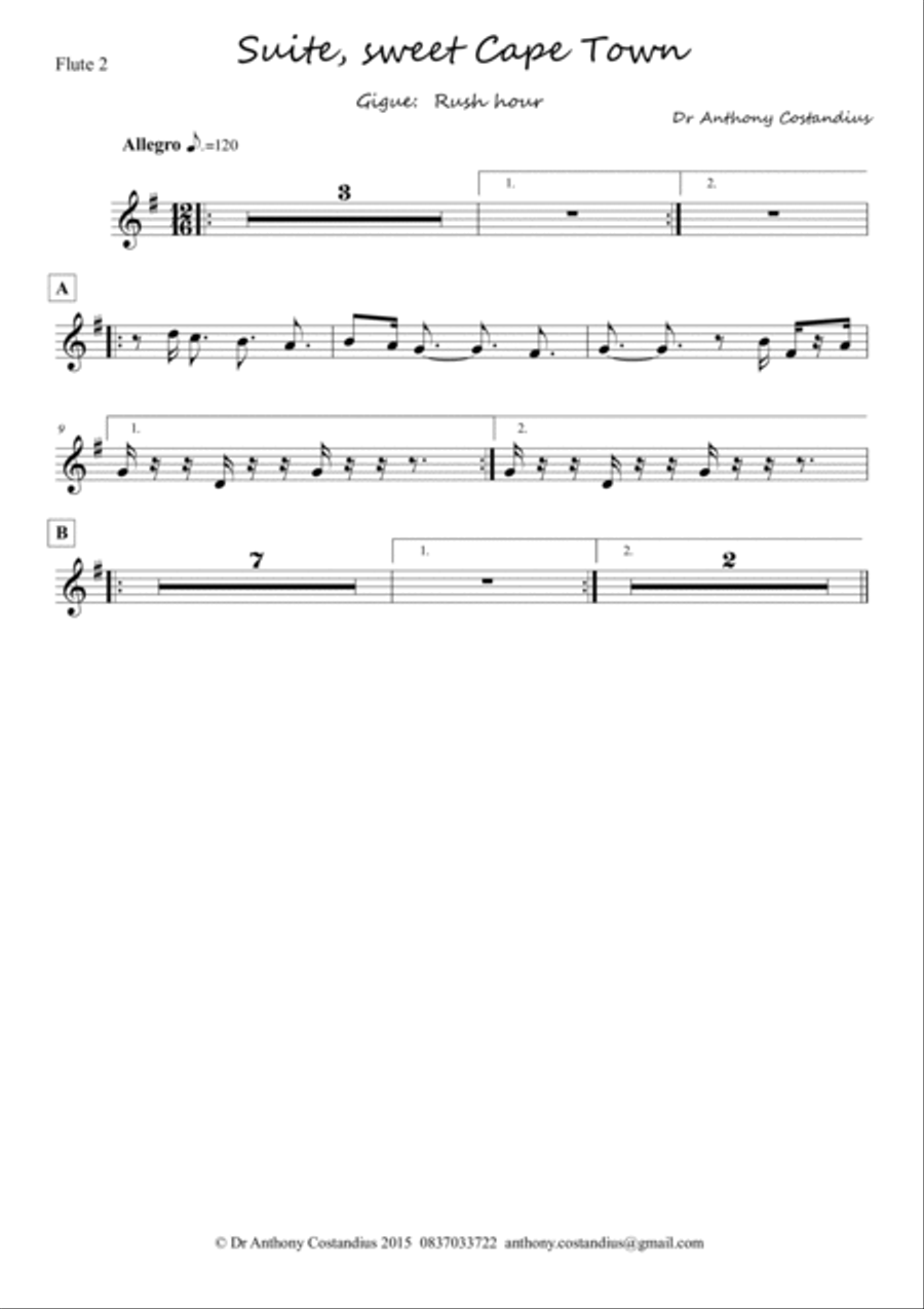 Suite, Sweet Cape Town - 4 Gigue Rush hour Concert Band scores gallery preview page 6