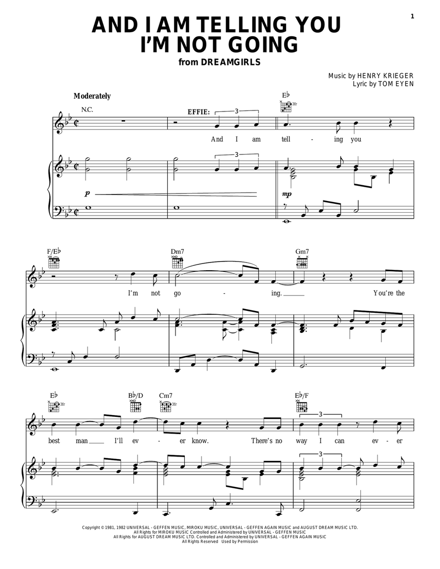 And I Am Telling You I'm Not Going Piano, Vocal, Guitar scores gallery preview page 1