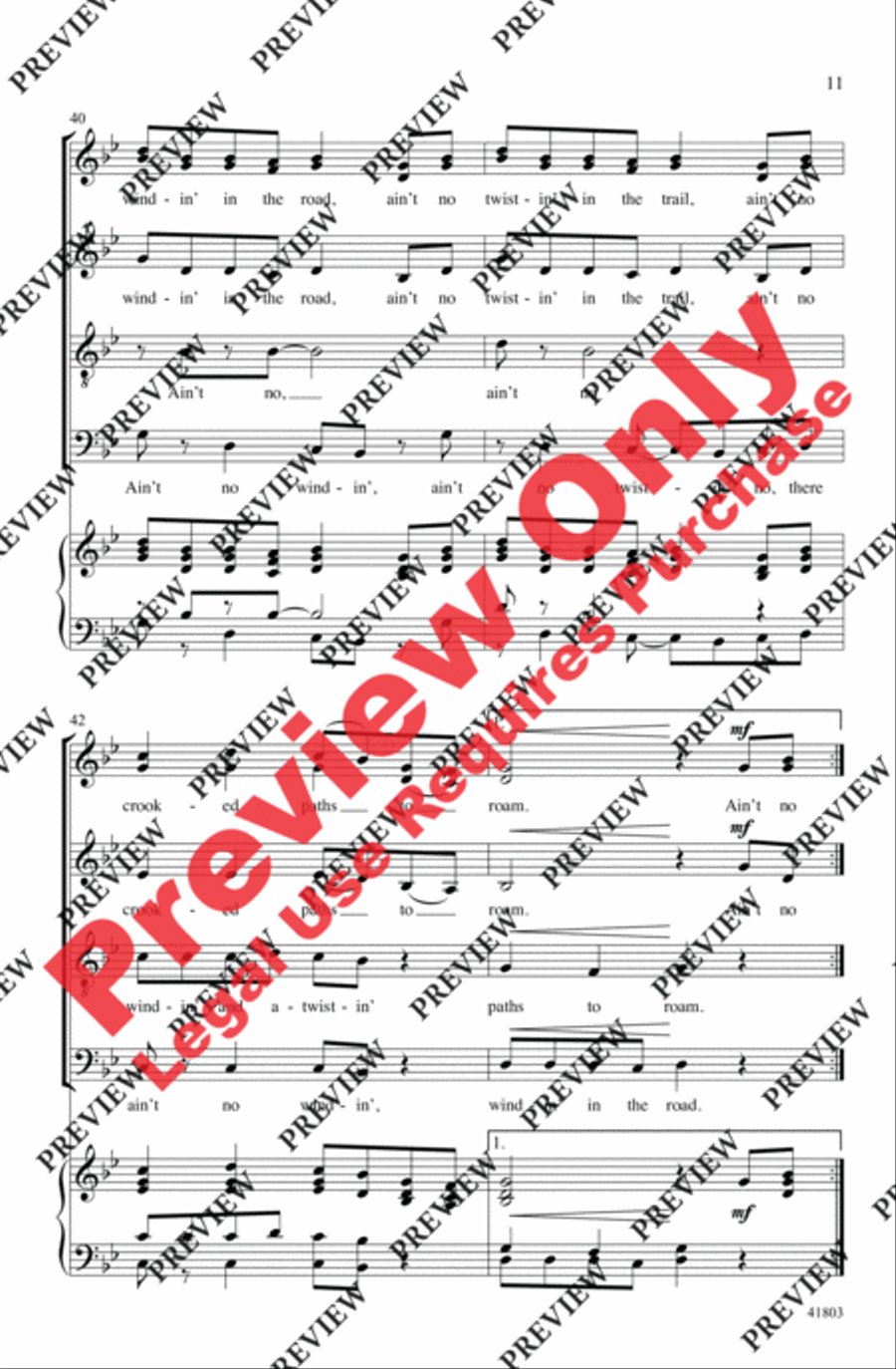 Ain't No Windin' in the Road 4-Part scores gallery preview page 11