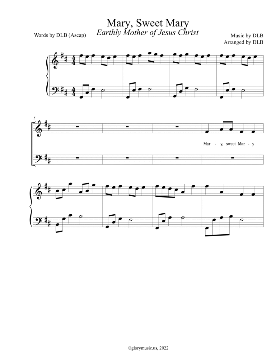 Mary, Sweet Mary Mary, Sweet Mary 4-Part scores gallery preview page 1