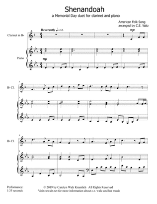 Shenandoah - a Memorial Day duet for clarinet and piano