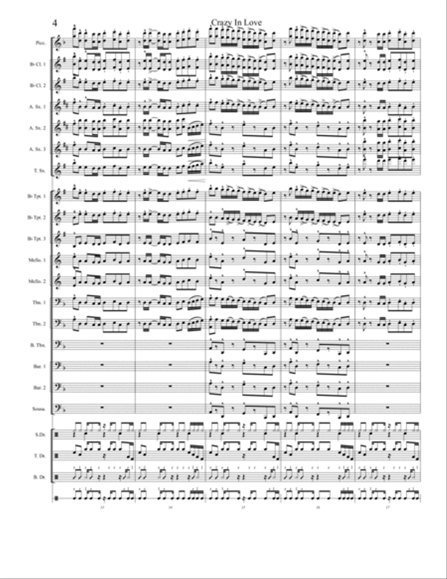 Crazy In Love Marching Band scores gallery preview page 4